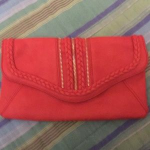 Large Orange clutch with pockets